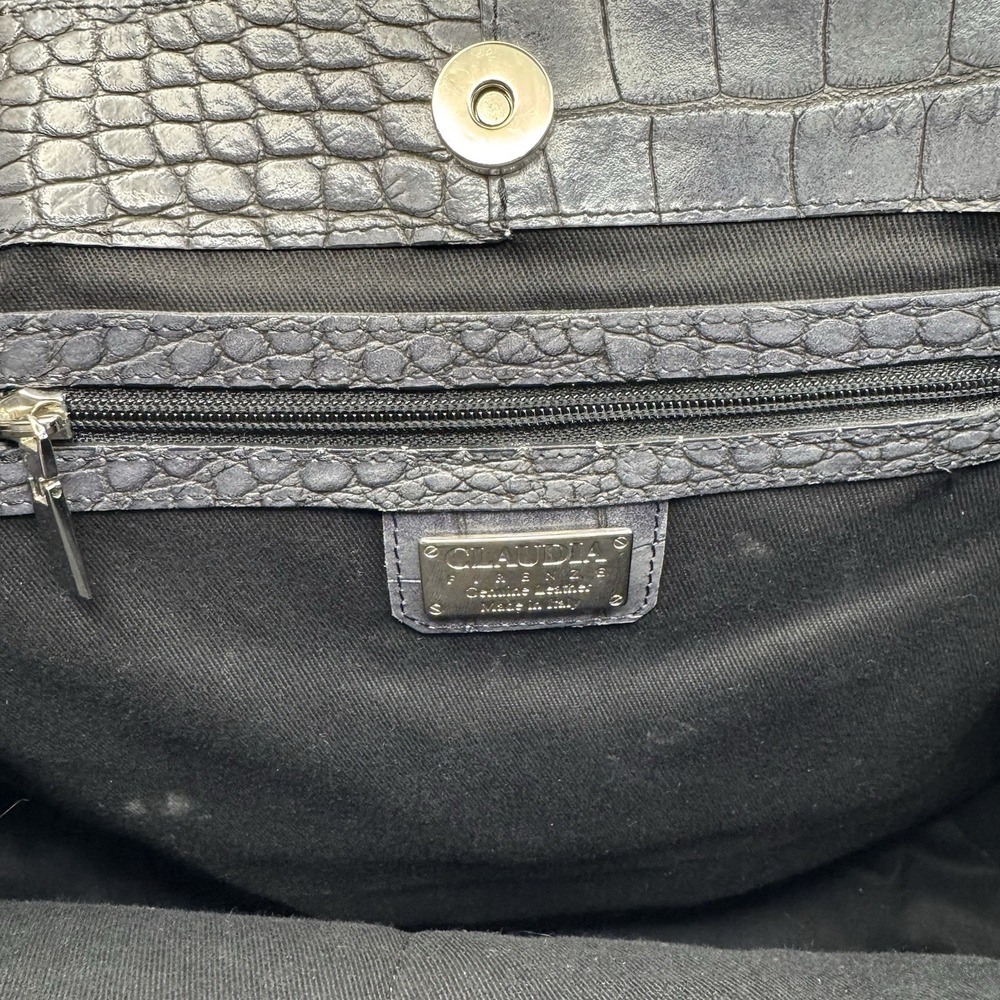 Claudia Firenze gray crocodile embossed genuine leather handbag. Made In Italy. - Picture 8 of 16